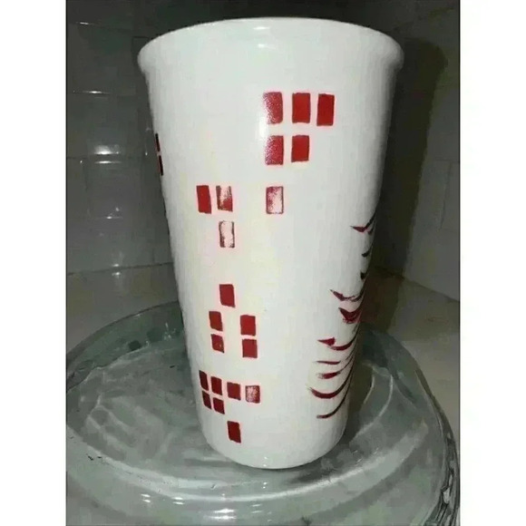 Starbucks 2014 Tall White Mug w/ Red Pine Tree Block Graphics 17.8 oz Preowned - Picture 6 of 11